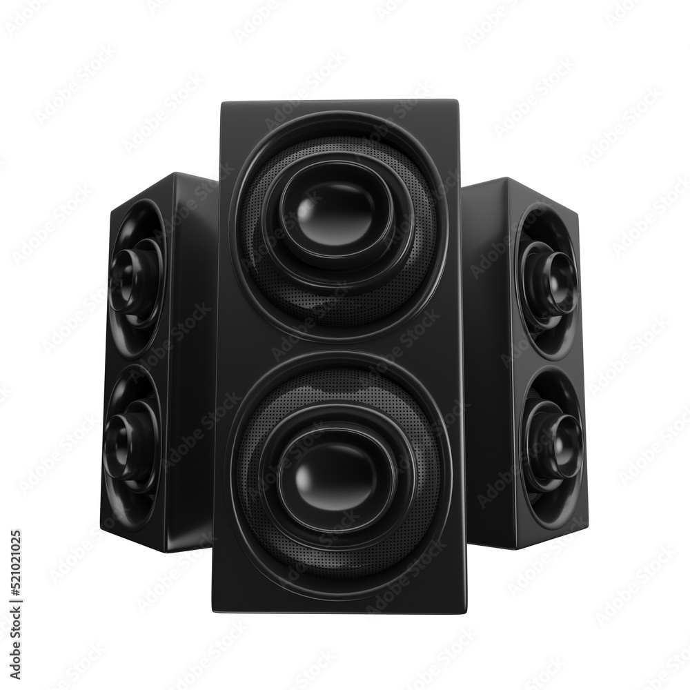 Ilustração 3d isolada de caixa de som