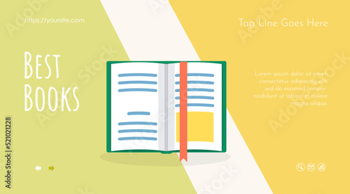 Best books web page or mobile app template design. Online bookstore, library, ebooks landing page. Hobby, education and learning concept flat vector illustration.