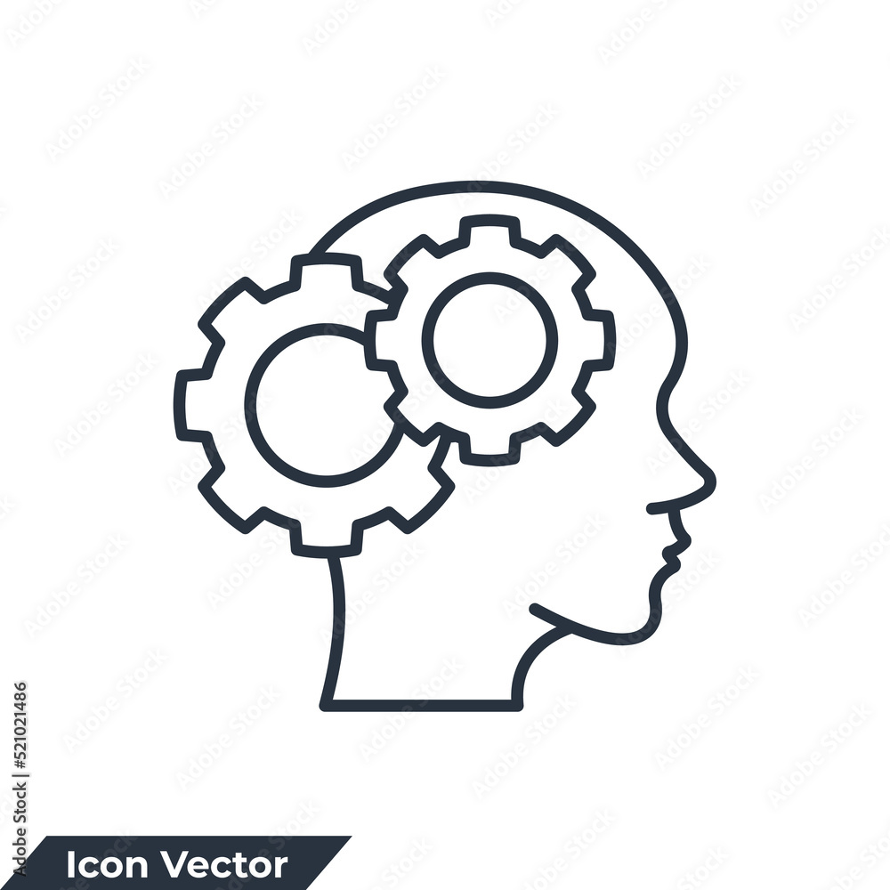 psychology icon logo vector illustration. People head with gear symbol template for graphic and web design collection psychology icon logo vector illustration. People head with gear symbol template for graphic and web design collection