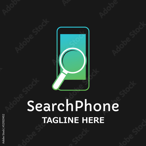 Modern mobile phone search logo design creative idea