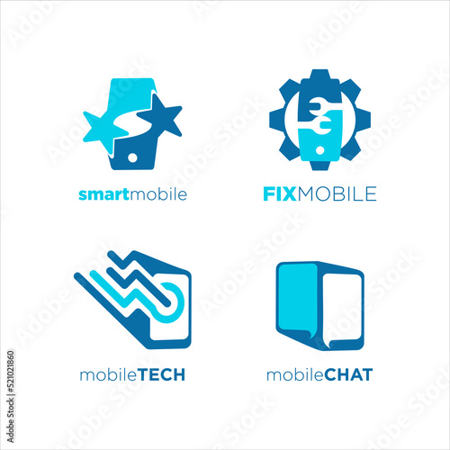Four Technology logo design with mobile phone concept