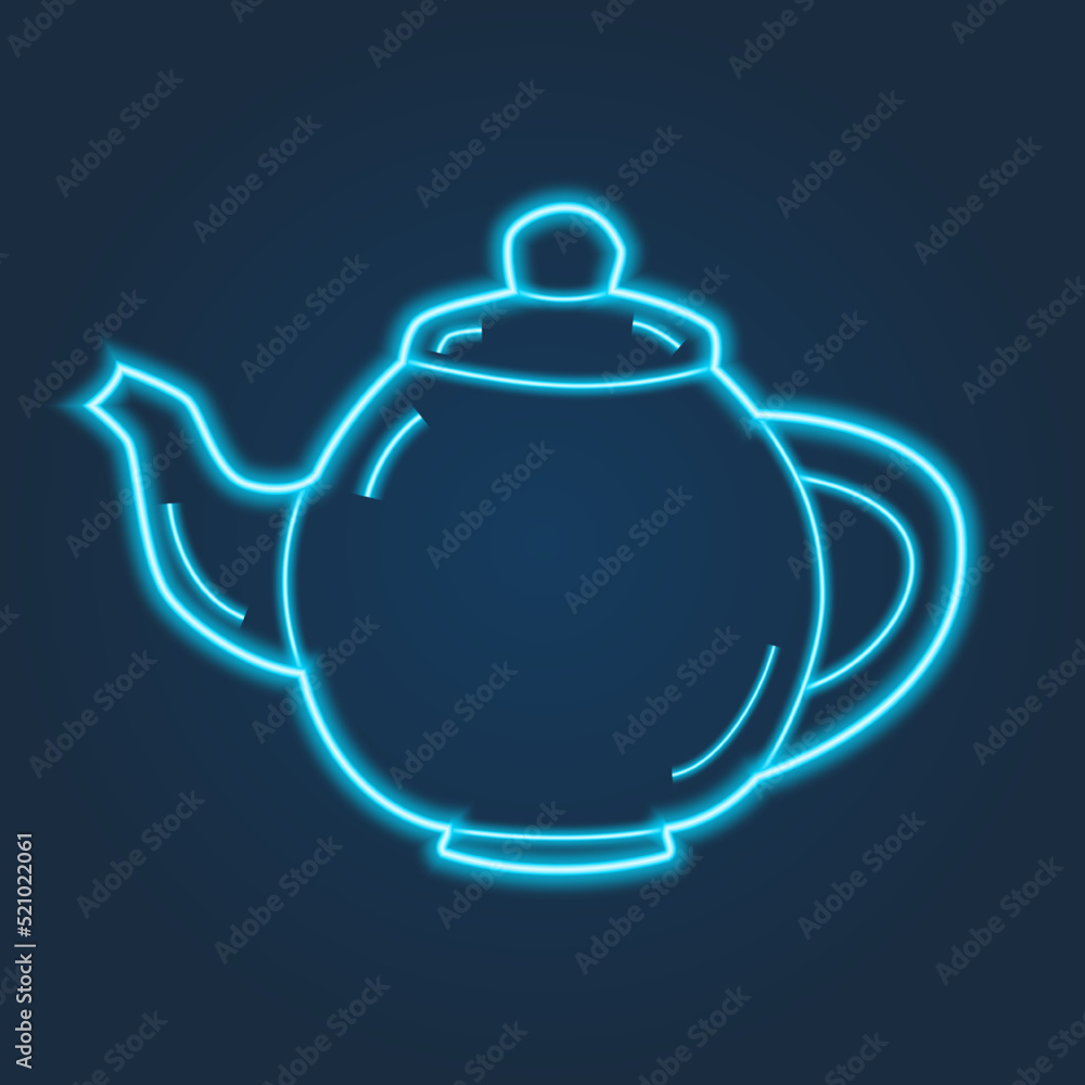 Fototapeta premium Neon food icons on dark background. Vector design.