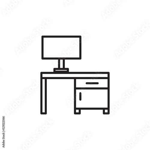Ikona biurko z komputerem. 
