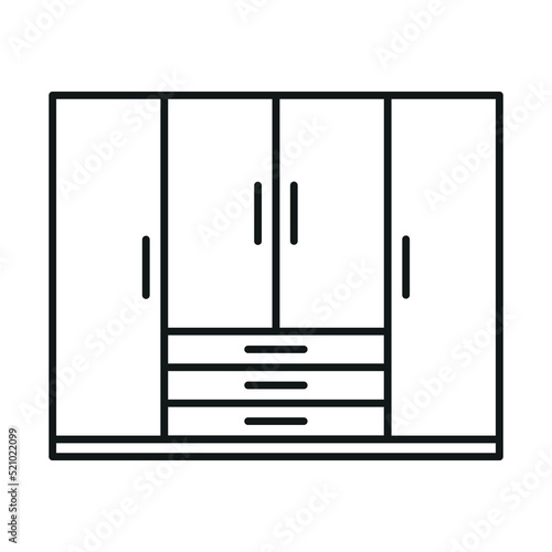 Ikona szafa czterodrzwiowa z szufladami. 