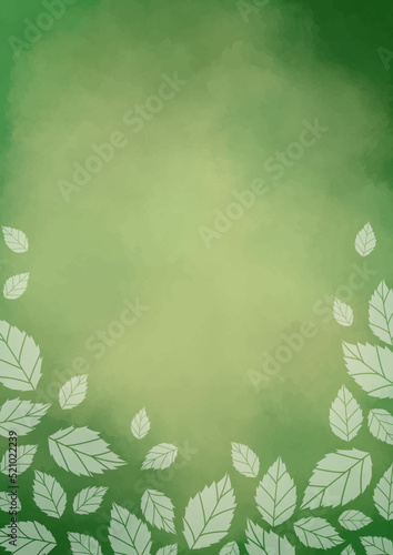 Tea leaves frame vector on green watercolor background for decoration on nature and tea concept.