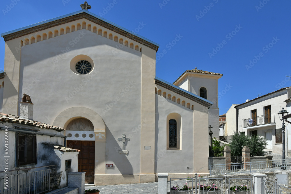 The facade of the small church of Zungoli, one of the most beautiful villages in Italy.