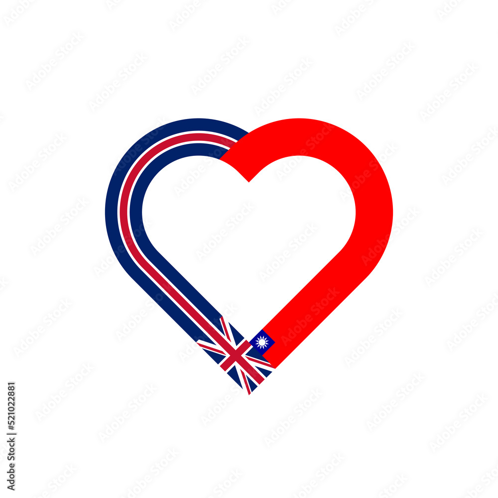 friendship concept. heart ribbon icon of united kingdom and taiwanese flags. vector illustration isolated on white background