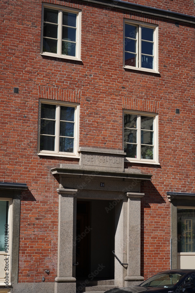 Fototapeta premium Old town Europe Sweden Lund Houses