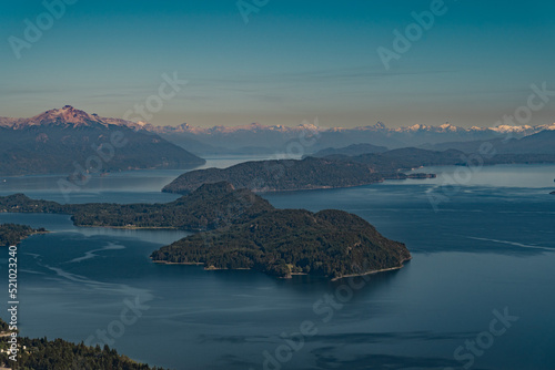 lake, waterfall, mountains, river, plants, pine trees