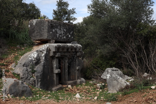 Xanthos  Ksantos an ancient city ant the capital of Lycia. Ruins and an amphitheater between Fethiye and Kas in Turkey. photo