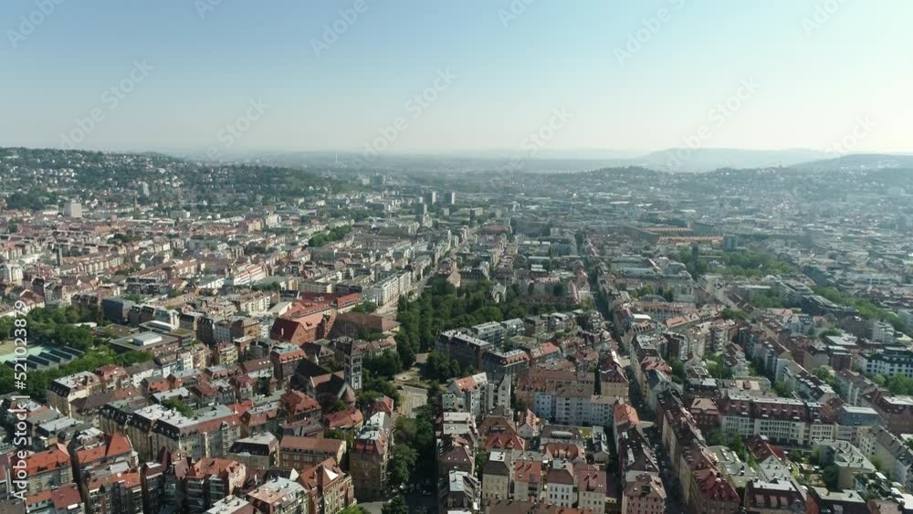Aerial Stuttgart, flight about the city Aerial Stuttgart, flight about the city