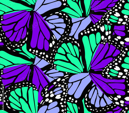 Abstract Hand Drawing Butterfly Wings Seamless Vector Pattern Colorful Background