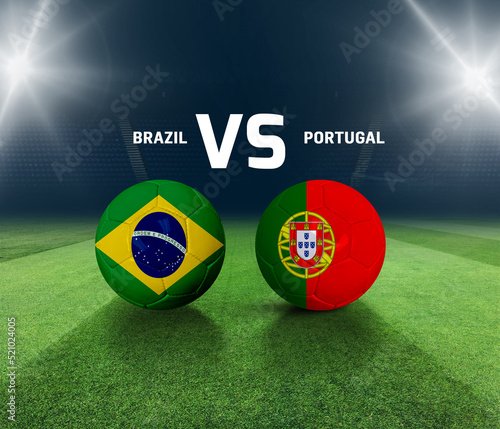 Soccer matchday template. Brazil vs Portugal Match day template. 3d rendering