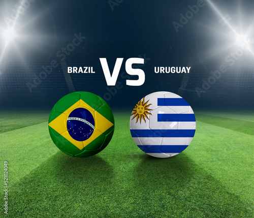 Soccer matchday template. Brazil vs Uruguay Match day template. 3d rendering