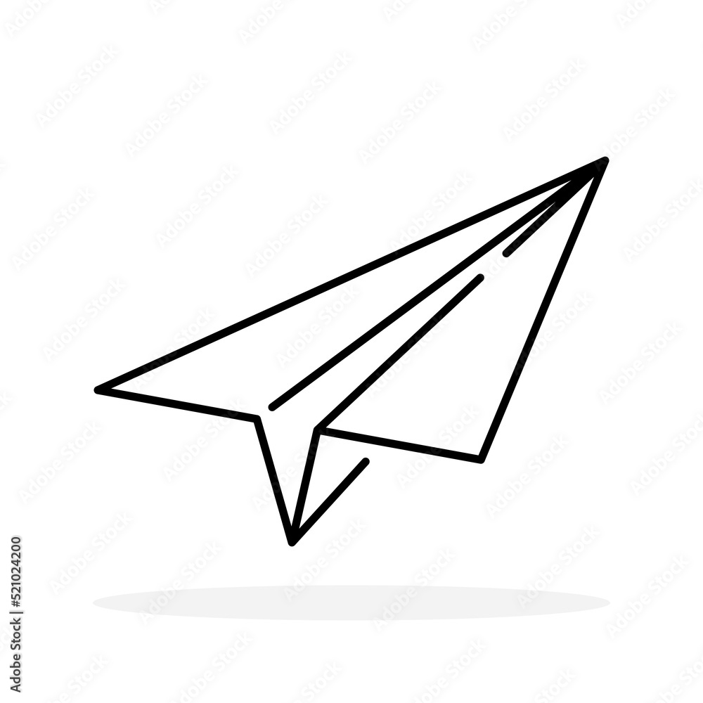 Paper plane icon. Airplane linear icon. Black paper airplane sign. Vector illustration. Travel concept icon. Paper plane icon. Airplane linear icon. Black paper airplane sign. Vector illustration. Travel concept icon.