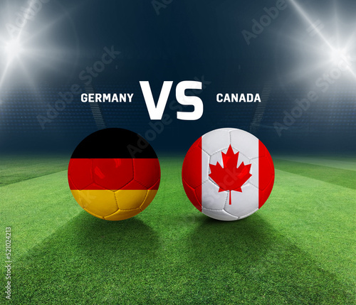 Soccer matchday template. Germany vs Canada Match day template. 3d rendering