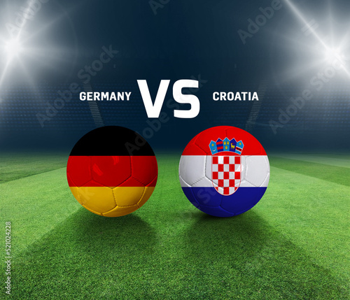 Soccer matchday template. Germany vs Croatia Match day template. 3d rendering