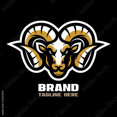 Modern ram head mascot logo. Vector illustration