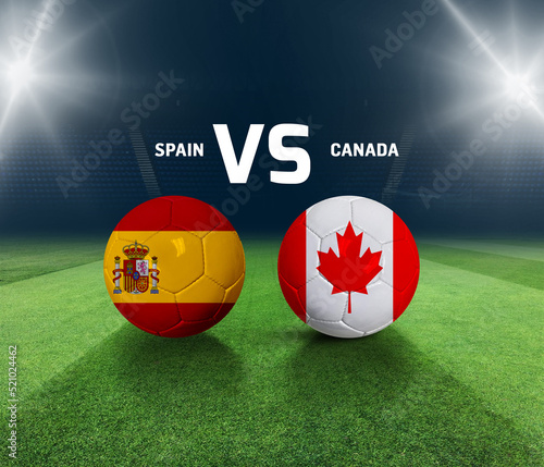 Soccer matchday template. Spain vs Canada Match day template. 3d rendering