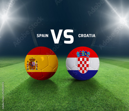 Soccer matchday template. Spain vs Croatai Match day template. 3d rendering