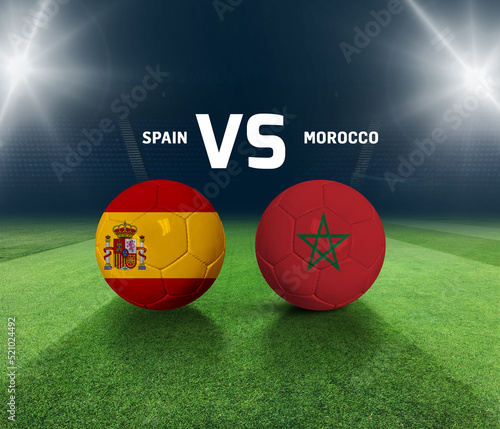 Soccer matchday template. Spain vs Morocco Match day template. 3d rendering