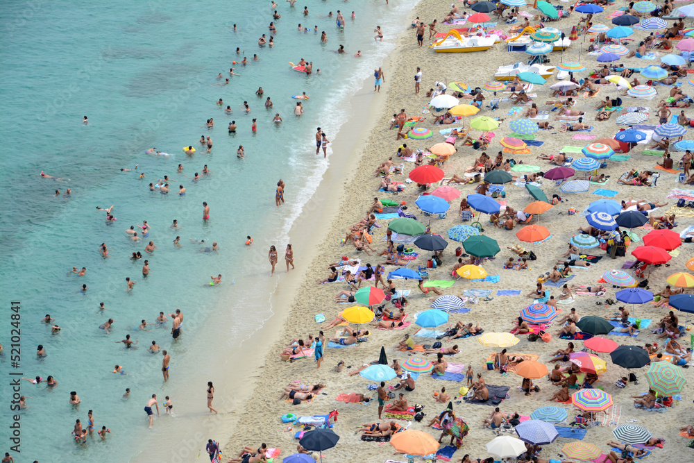 the beaches of Tropea are very crowded with tourists in August. the beaches of Tropea are very crowded with tourists in August.
