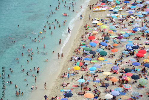 the beaches of Tropea are very crowded with tourists in August.