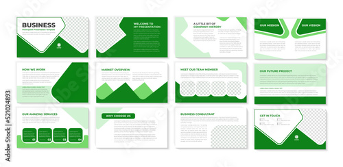 Business PowerPoint presentation design green with ppt template