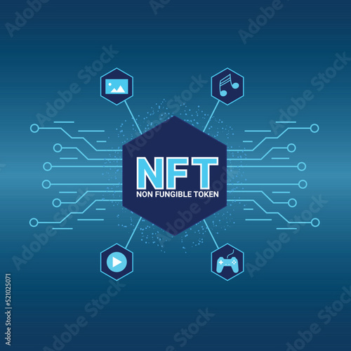 Non Fungible Token NFT  Vector Illustration