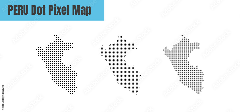 Fototapeta premium Abstract Peru Map with Dot Pixel Spot Modern Concept Design Isolated on White Background Vector illustration.
