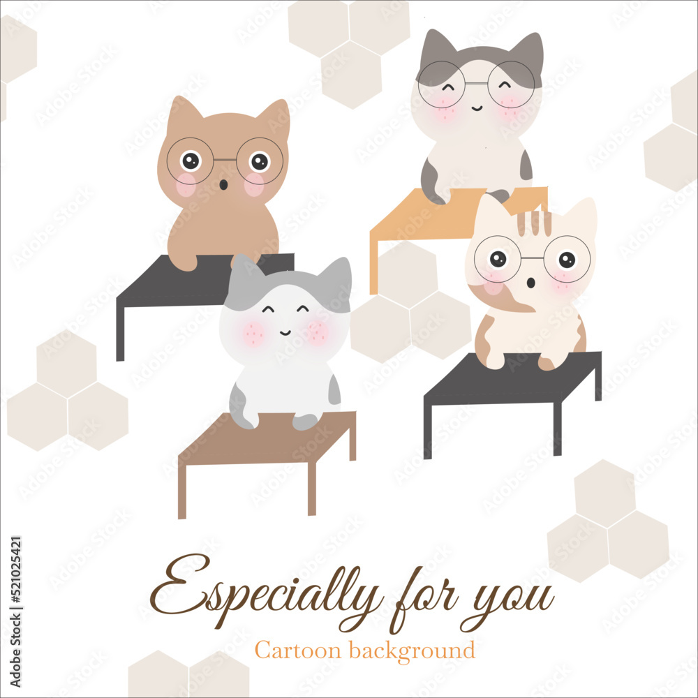 Fototapeta premium cute cats are back to school template background