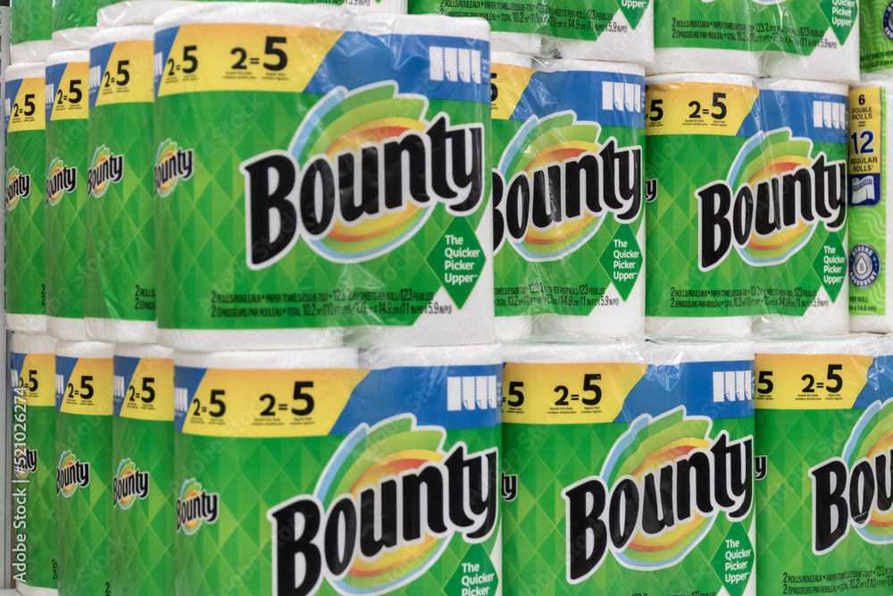 Bounty paper towel display. Bounty is a paper towel product
