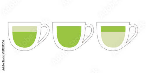 Matcha green tea logo in linear minimal style. Organic latte tea. Healthy tea latte. Hand drawn branding design template.