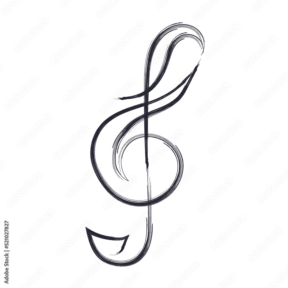 Music note in hand drawn style. Black musical key sign. Template for your design. Vector illustration Music note in hand drawn style. Black musical key sign. Template for your design. Vector illustration