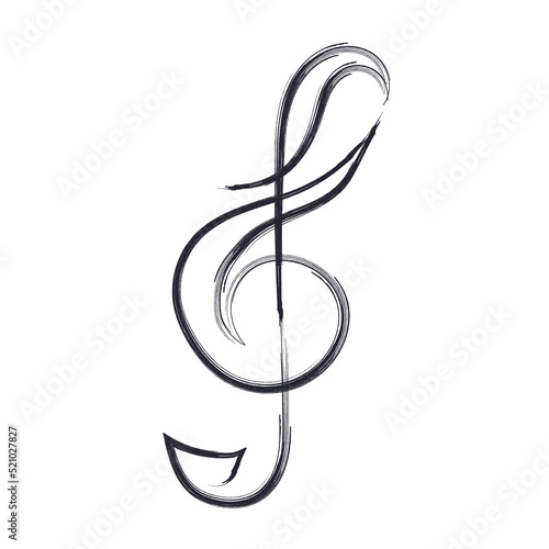 Music note in hand drawn style. Black musical key sign. Template for your design. Vector illustration
