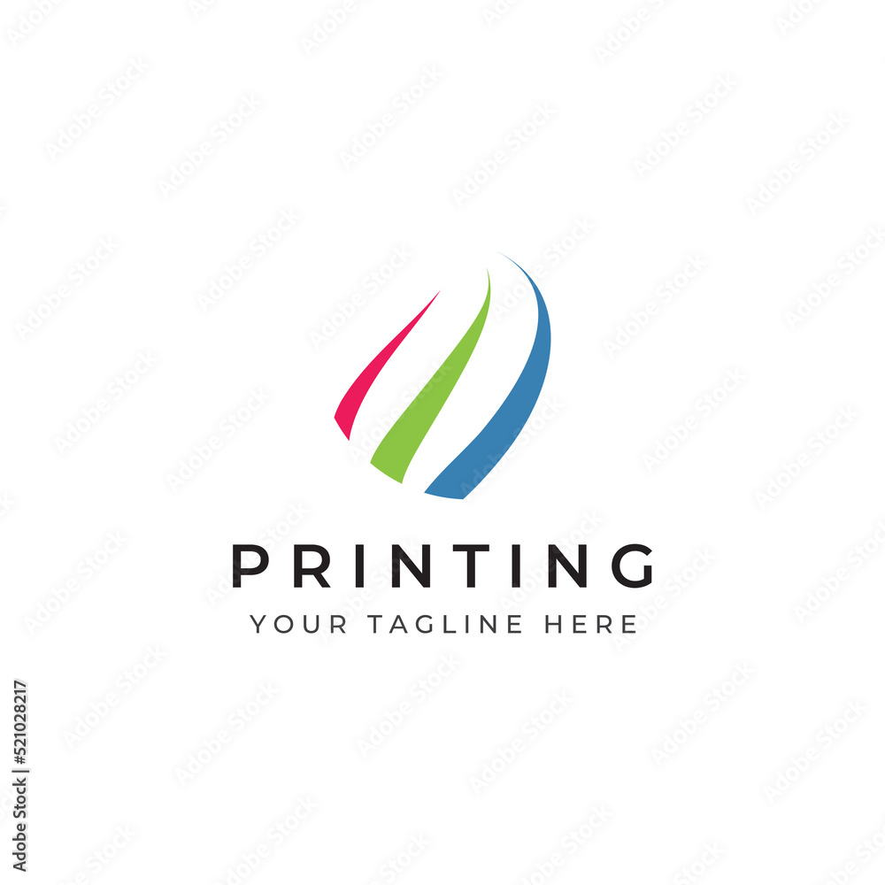 Abstract colorful logo digital printing, printing services, media, technology and the internet. With a modern and simple concept.