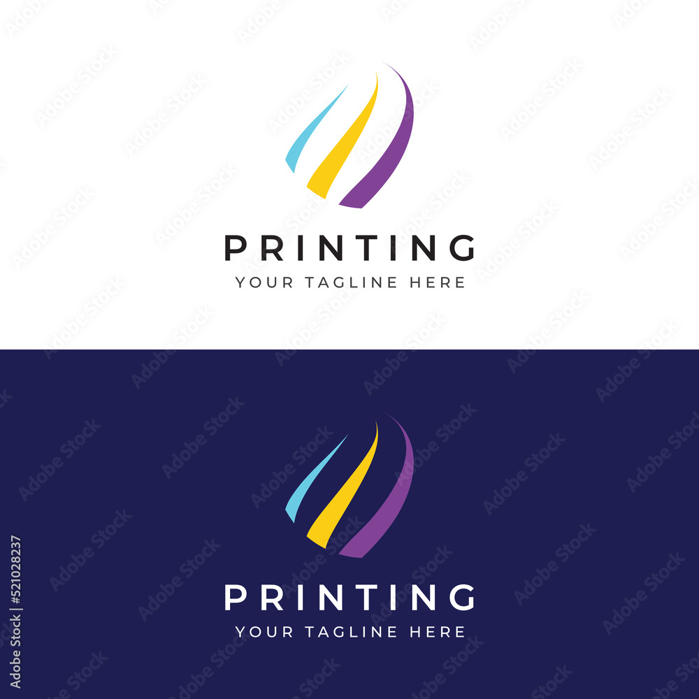 Abstract colorful logo digital printing, printing services, media, technology and the internet. With a modern and simple concept. Abstract colorful logo digital printing, printing services, media, technology and the internet. With a modern and simple concept.