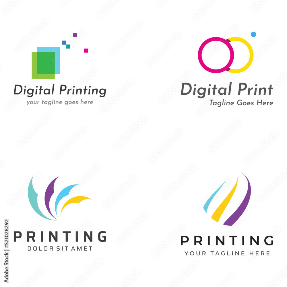 Abstract colorful logo digital printing, printing services, media, technology and the internet. With a modern and simple concept. Abstract colorful logo digital printing, printing services, media, technology and the internet. With a modern and simple concept.