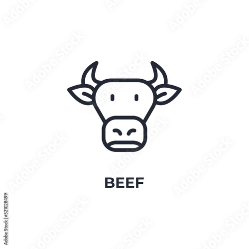 beef line icon. linear style sign for mobile concept and web design. Outline vector icon. Symbol, logo illustration. Vector graphics