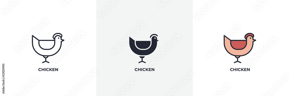 chicken icon. Line, solid and filled outline colorful version, outline and filled vector sign. Idea Symbol, logo illustration. Vector graphics chicken icon. Line, solid and filled outline colorful version, outline and filled vector sign. Idea Symbol, logo illustration. Vector graphics