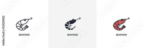 seafood icon. Line, solid and filled outline colorful version, outline and filled vector sign. Idea Symbol, logo illustration. Vector graphics