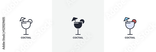 coctail icon. Line, solid and filled outline colorful version, outline and filled vector sign. Idea Symbol, logo illustration. Vector graphics