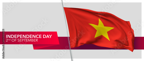Vietnam independence day vector banner, greeting card.