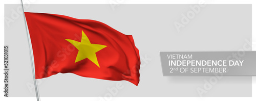 Vietnam happy independence day greeting card, banner vector illustration