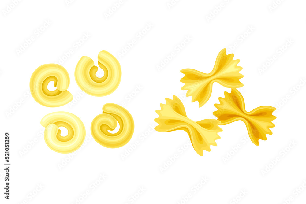 Pasta of Wheat Flour for Cooking and Culinary Vector Set Pasta of Wheat Flour for Cooking and Culinary Vector Set