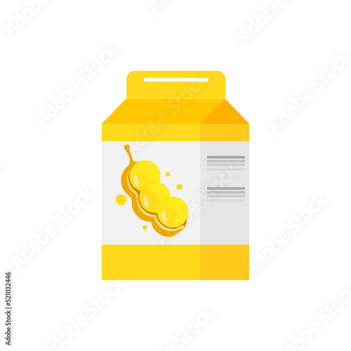 Illustration of a soybean milk package.