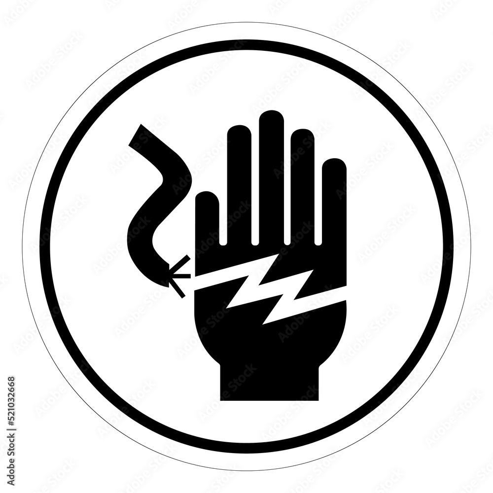 Electrical Shock Electrocution Of Circle Symbol Sign, Vector