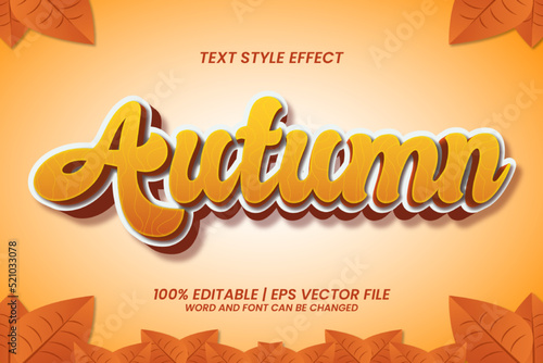 Autumn text effect editable Flat Cartoon style