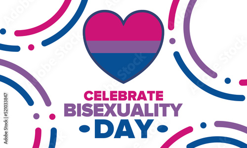 Celebrate Bisexuality Day. Bisexual Pride and Bi Visibility Day. Bisexual flag. Coming out. Celebrated annual in September 23. Festival and parade. Poster  card  banner  template  background. Vector
