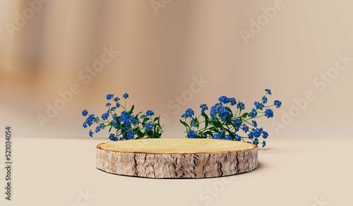 Wood slice podium with leav...